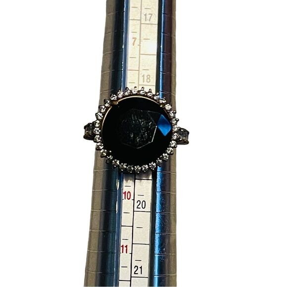 Vintage Gold Cubic Zirconia Black Stone SETA Ring - 9 - Picture 10 of 10